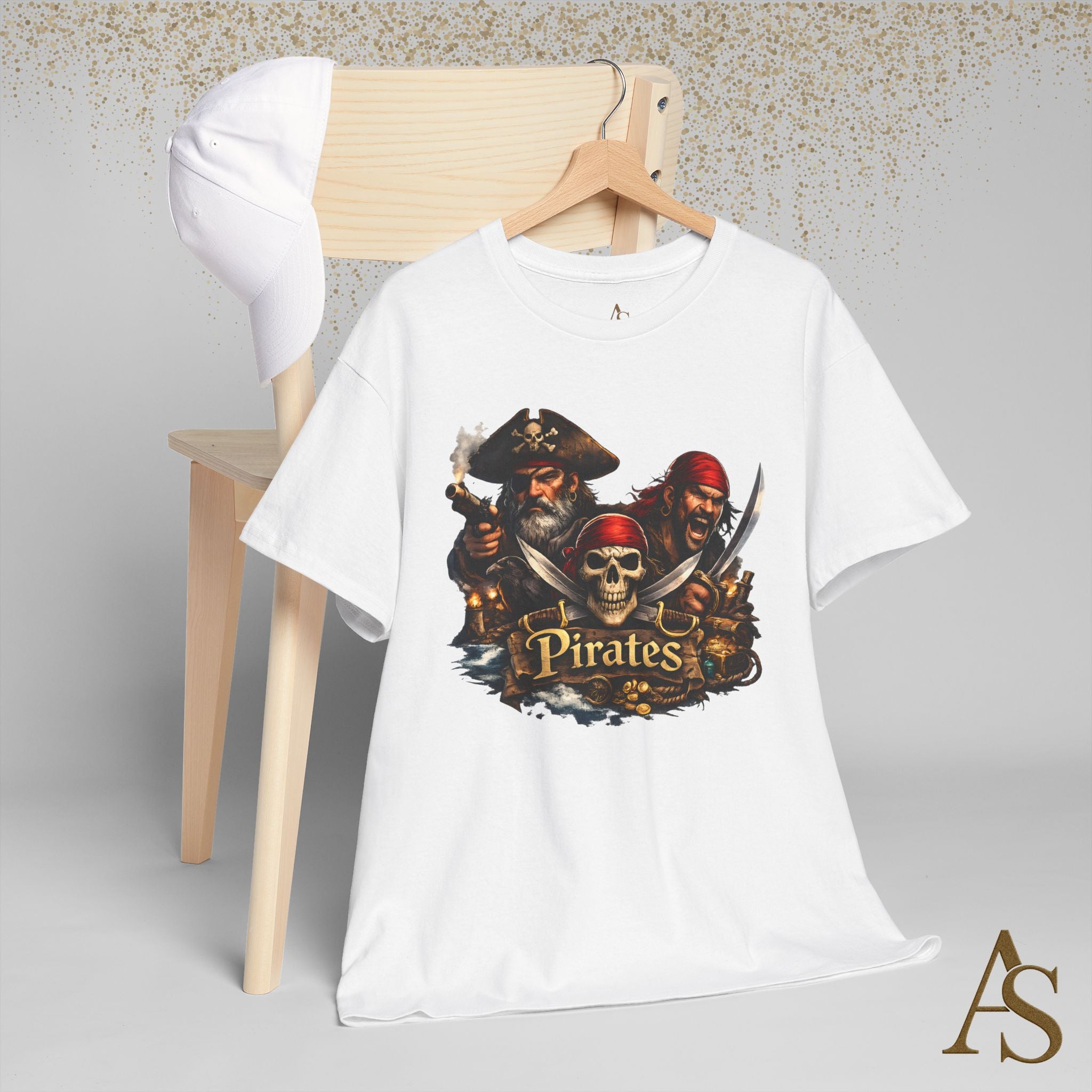 Pirate Skull T-Shirt Unisex Graphic Tee Vintage Pirate Crew Shirt Skull and Swords Nautical Shirt Gift for Pirate Lovers