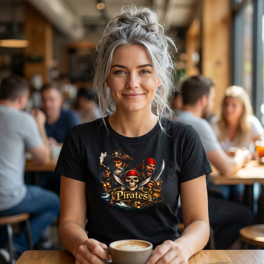 Pirate Skull T-Shirt Unisex Graphic Tee Vintage Pirate Crew Shirt Skull and Swords Nautical Shirt Gift for Pirate Lovers