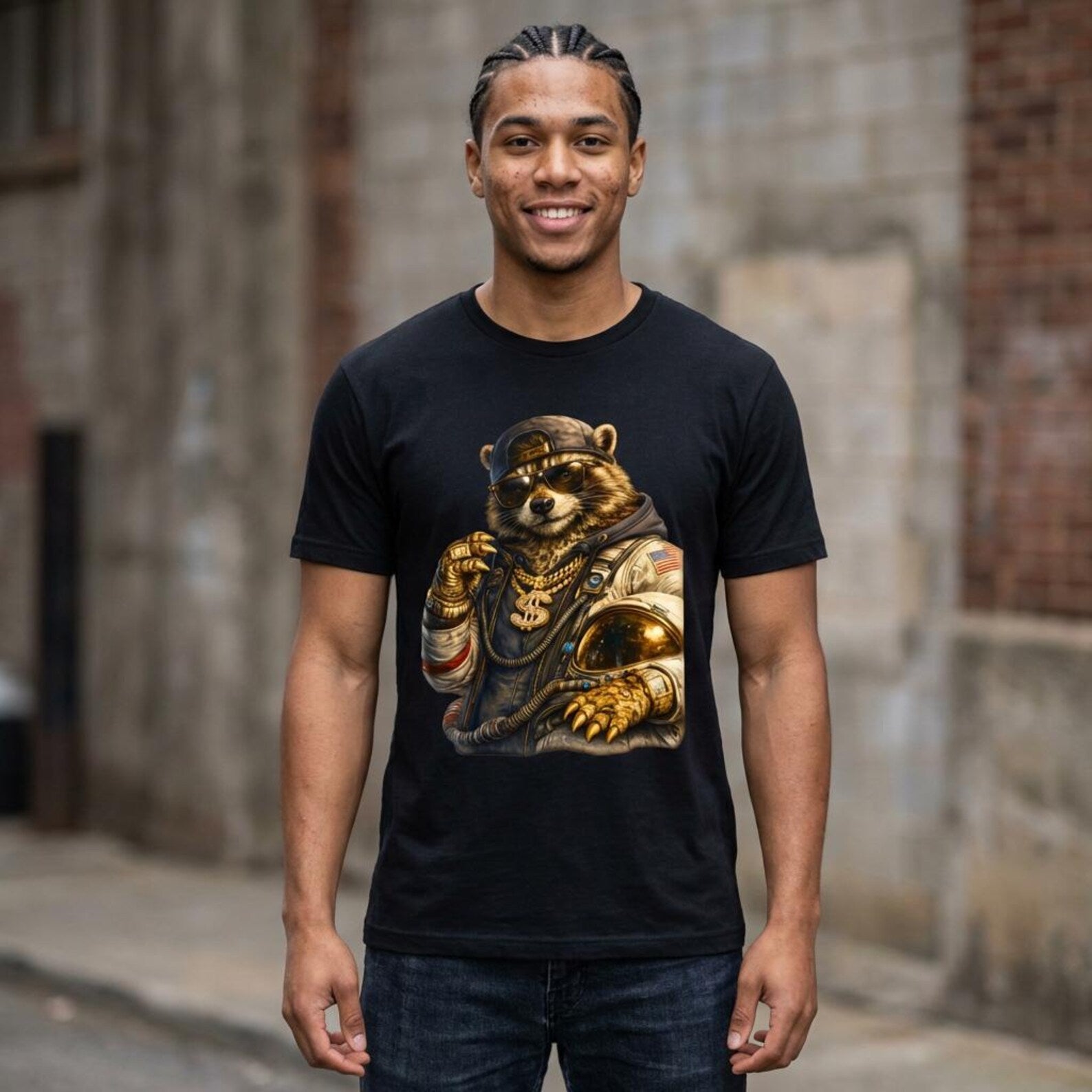 Raccoon Astronaut Graphic T-Shirt – Premium Streetwear Tee