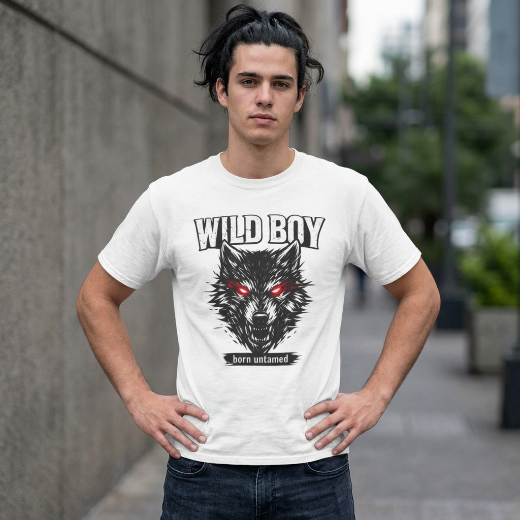 Wild Boy Wolf T-Shirt – Red Eyes Graphic Tee