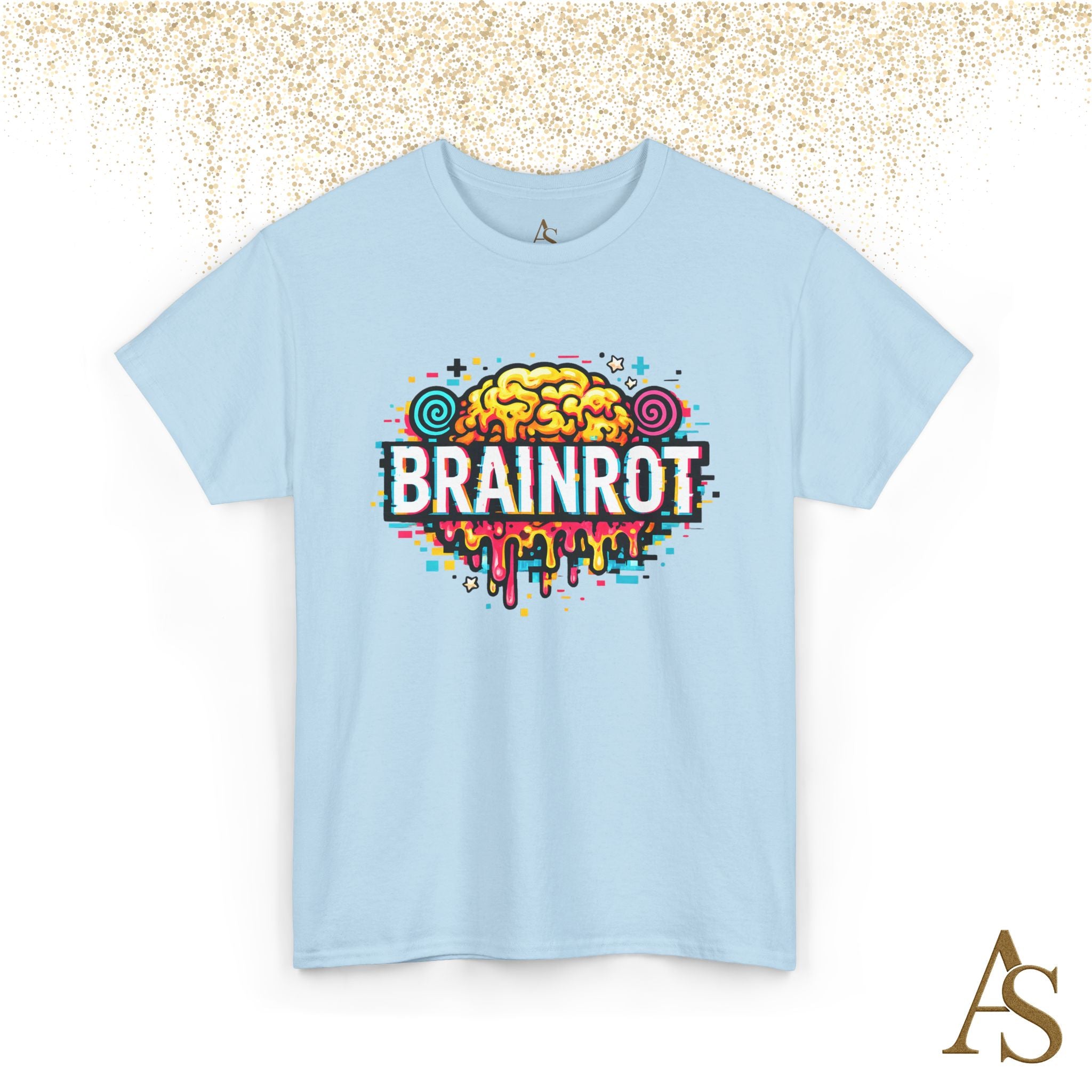 Brainrot Meme T Shirt Colorful Glitch Brain Graphic Tee Viral Internet Humor Streetwear Unisex