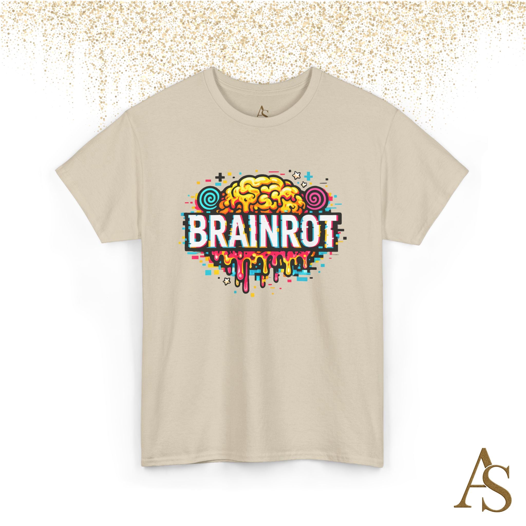 Brainrot Meme T Shirt Colorful Glitch Brain Graphic Tee Viral Internet Humor Streetwear Unisex
