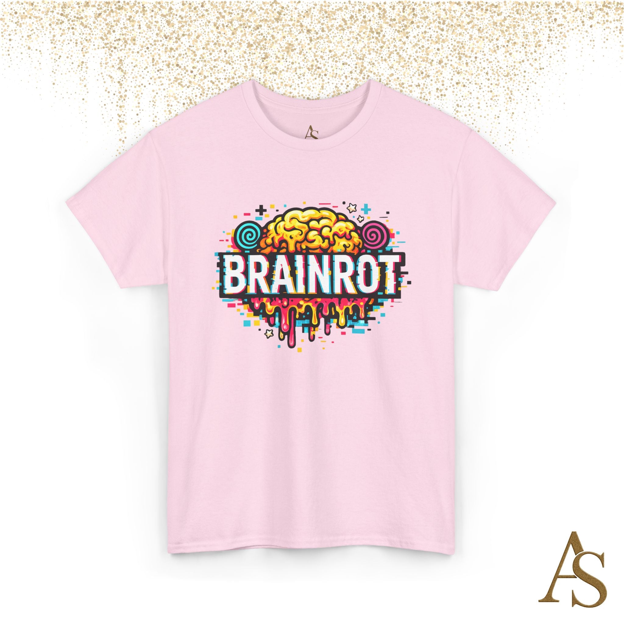 Brainrot Meme T Shirt Colorful Glitch Brain Graphic Tee Viral Internet Humor Streetwear Unisex