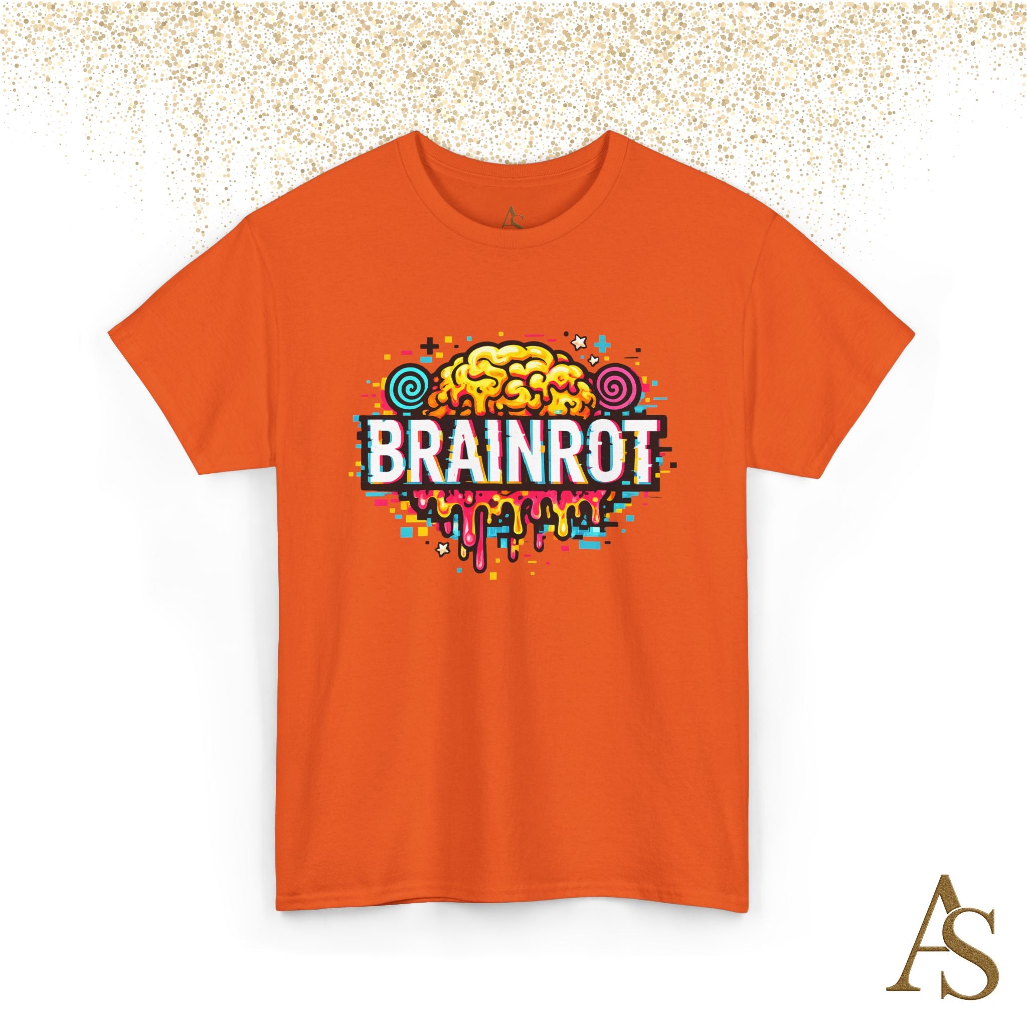 Brainrot Meme T Shirt Colorful Glitch Brain Graphic Tee Viral Internet Humor Streetwear Unisex