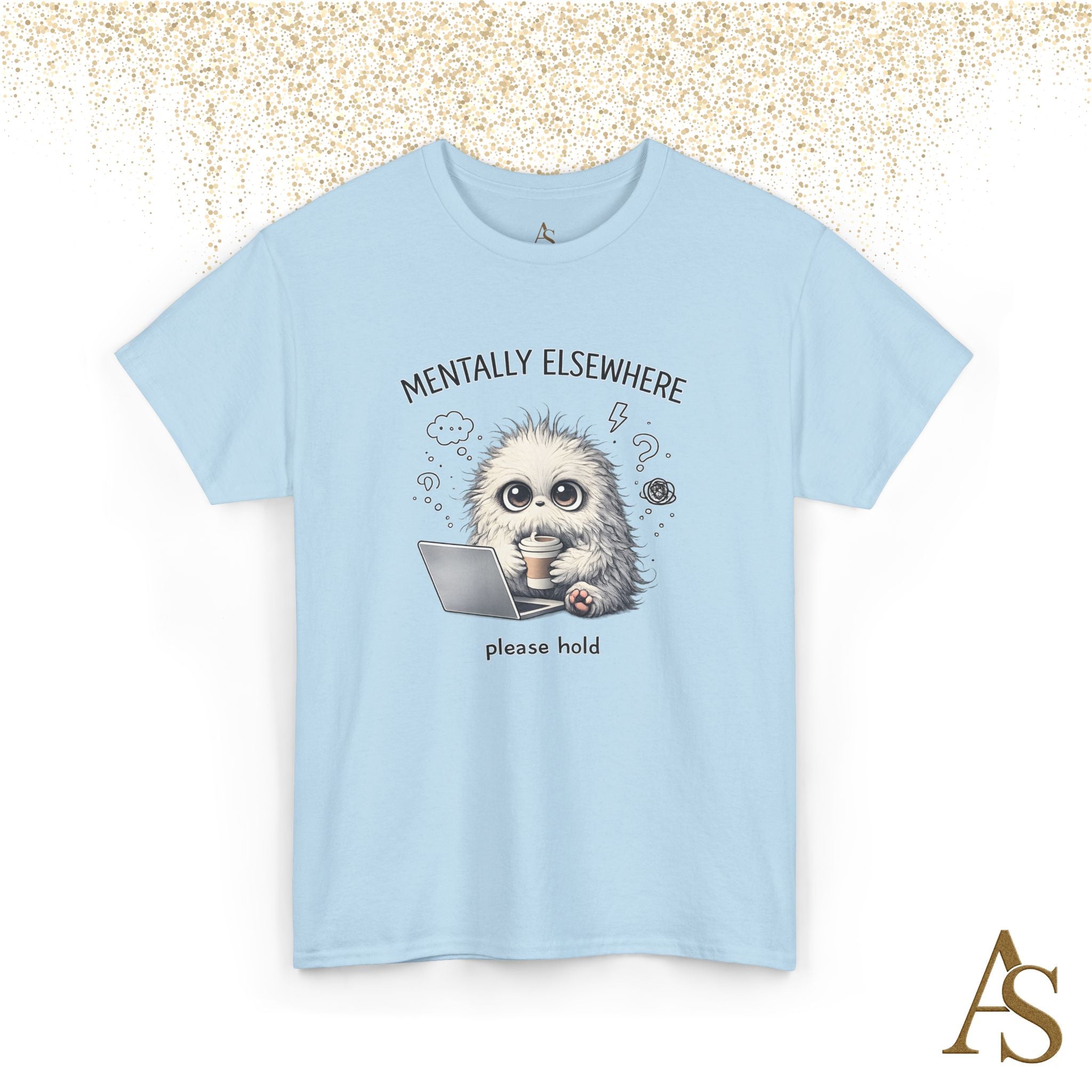 Mentally Elsewhere Sloth T-Shirt Funny Introvert Coffee Lover Graphic Tee
