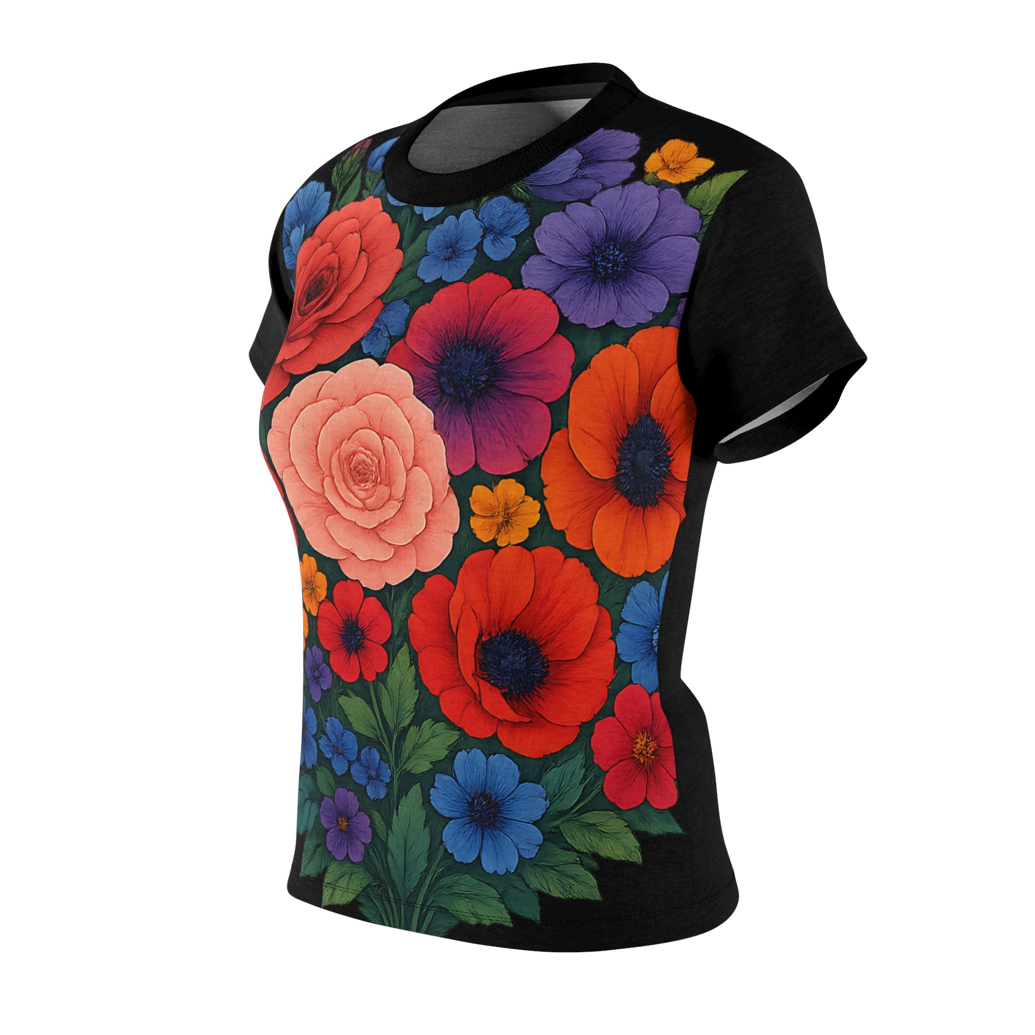 Colorful Floral Graphic T Shirt Botanical Garden Flower Art Tee