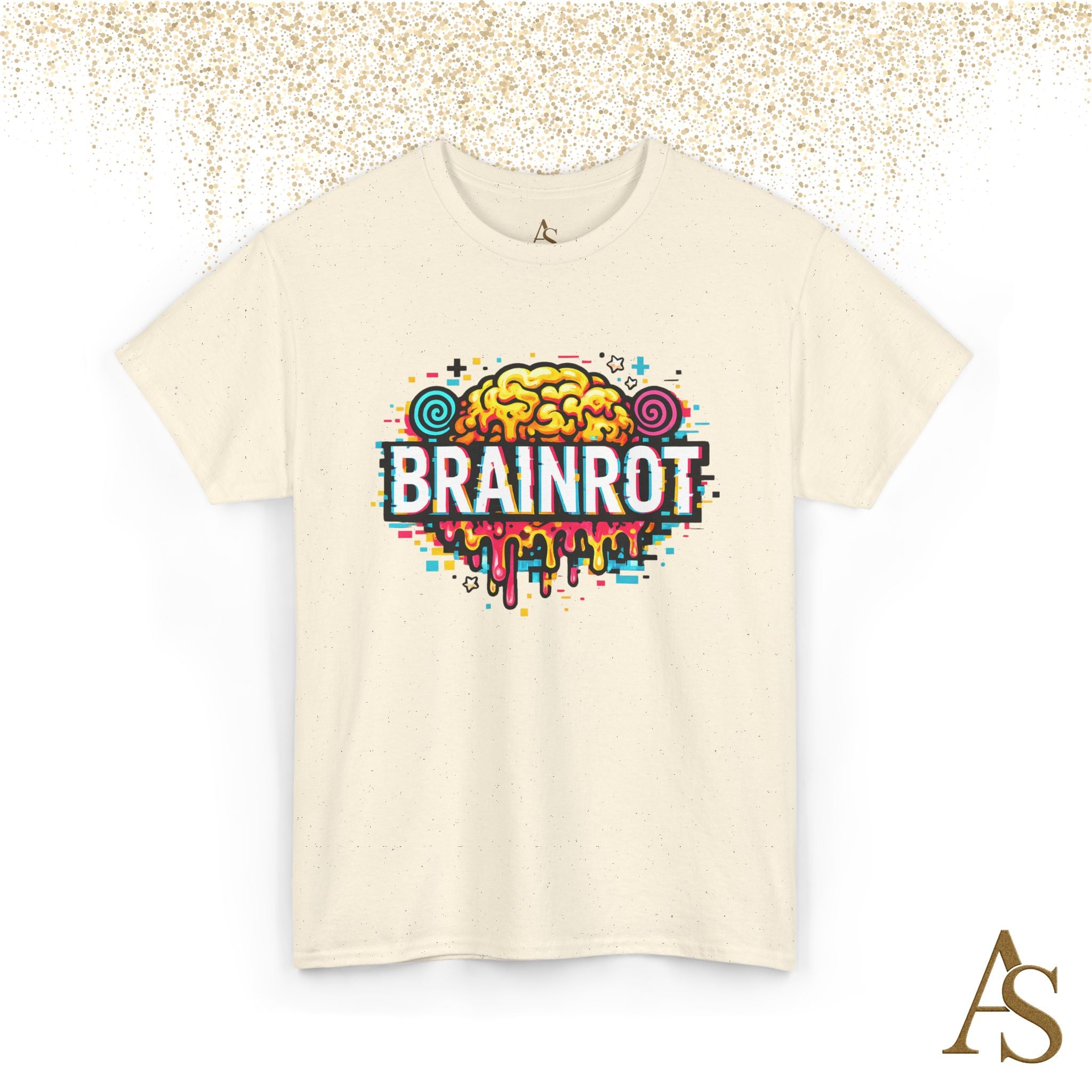 Brainrot Meme T Shirt Colorful Glitch Brain Graphic Tee Viral Internet Humor Streetwear Unisex