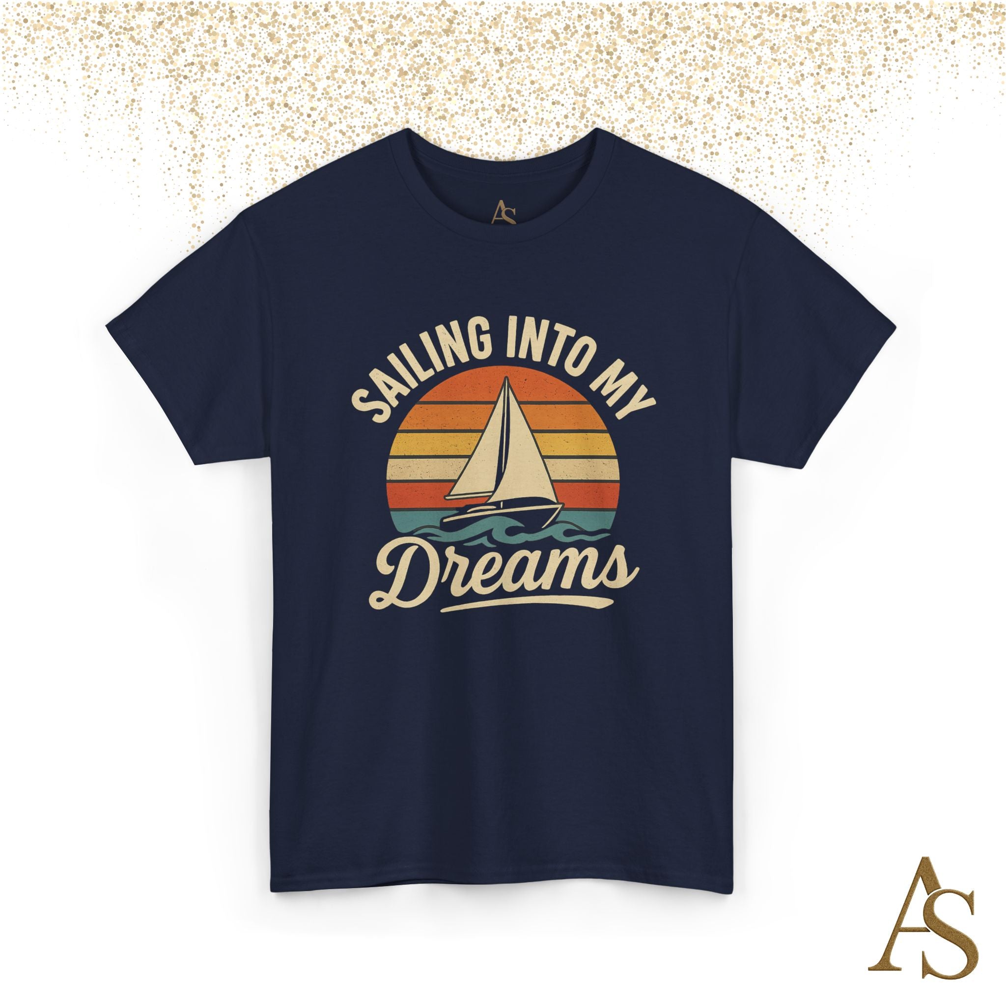 Vintage Sailboat Sunset T Shirt Sailing Into My Dreams Nautical Ocean Graphic Tee