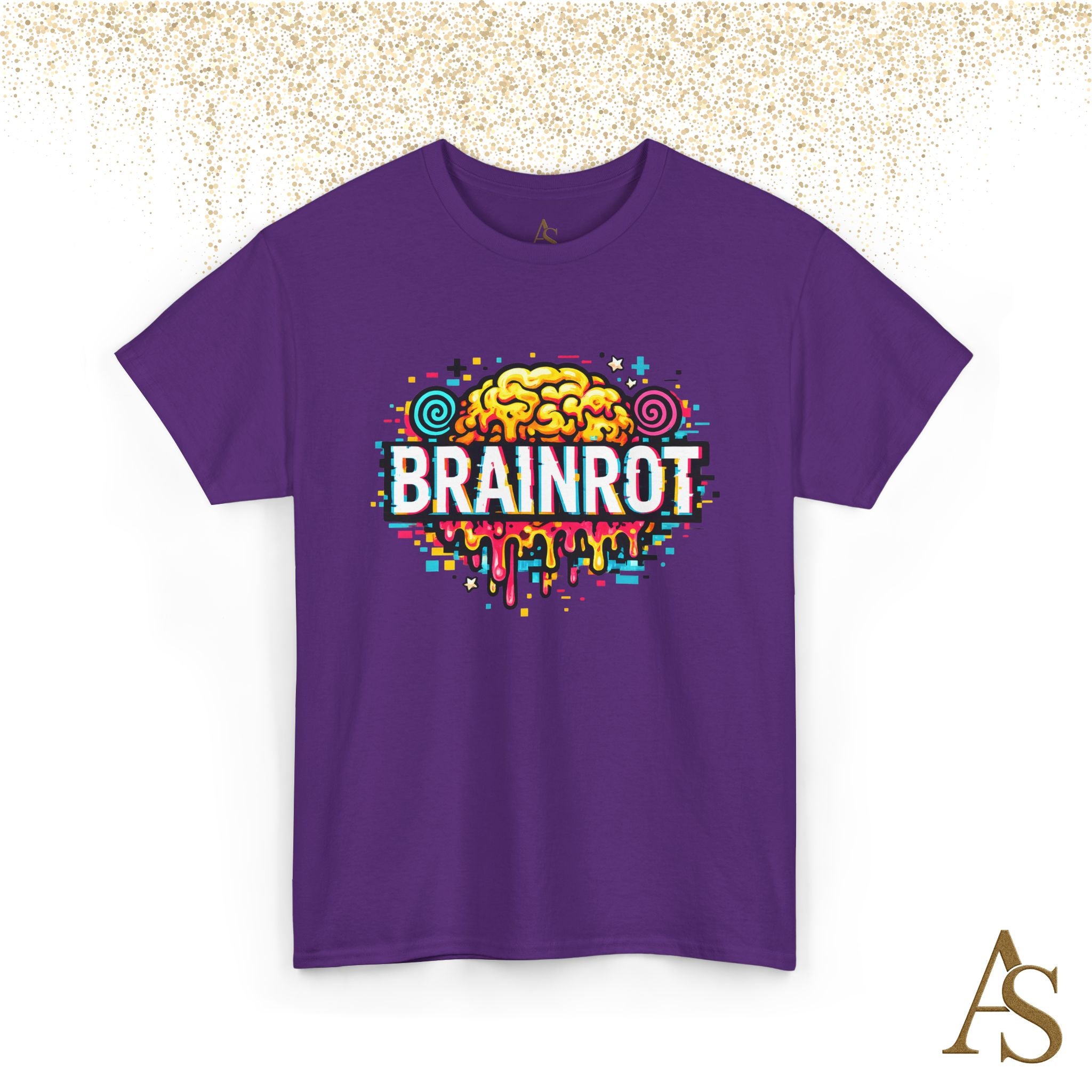Brainrot Meme T Shirt Colorful Glitch Brain Graphic Tee Viral Internet Humor Streetwear Unisex