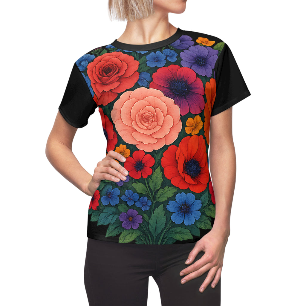 Colorful Floral Graphic T Shirt Botanical Garden Flower Art Tee