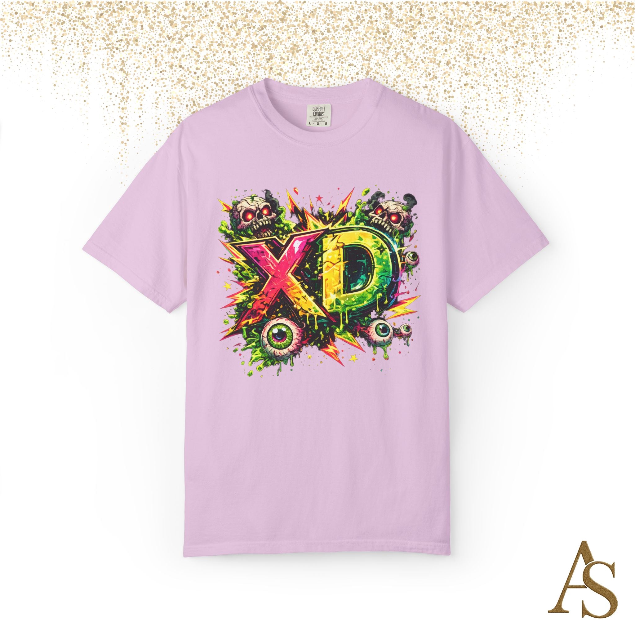 Neon XD Skull Graffiti T Shirt Gothic Streetwear Graphic Tee