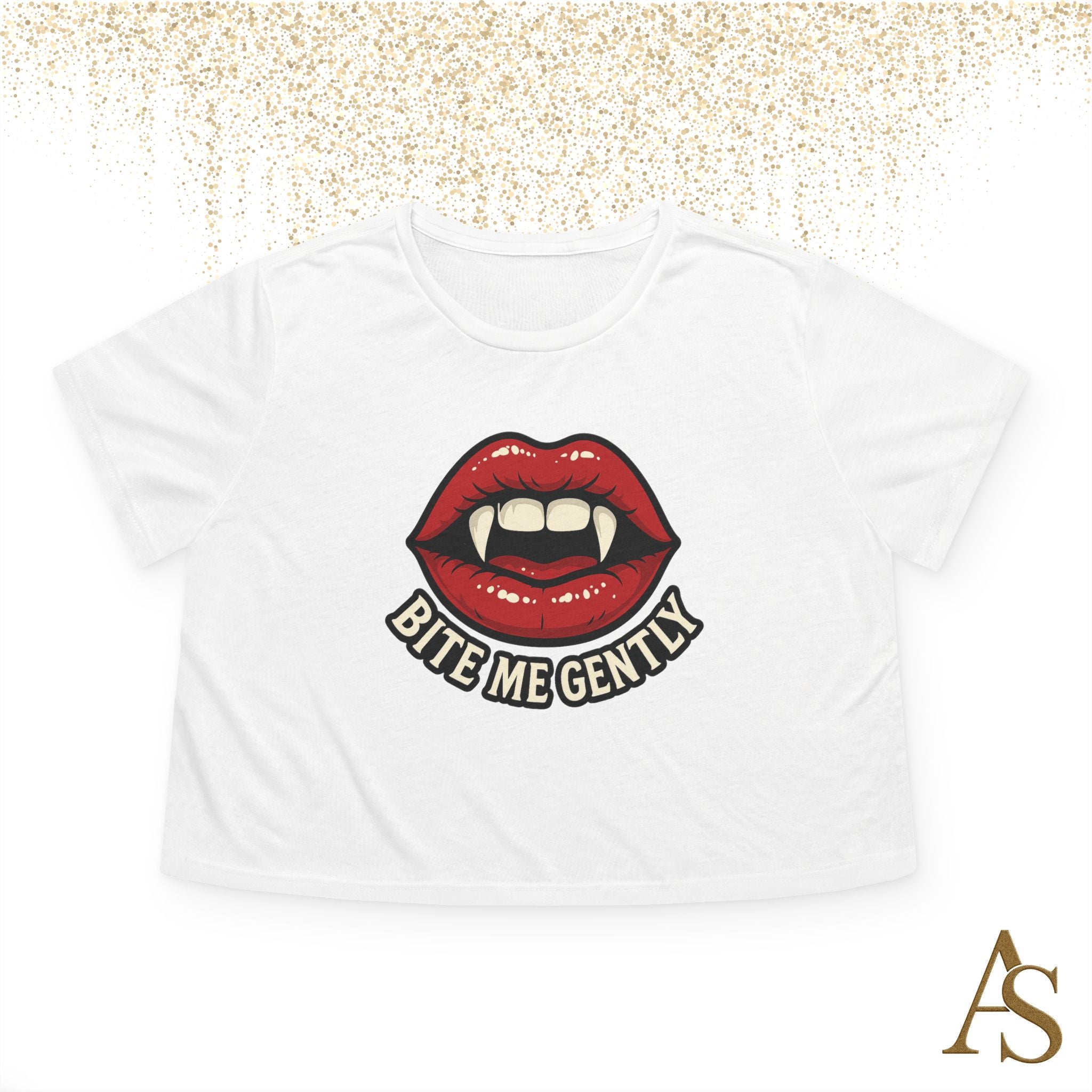 Bite Me Gently Cropped Tee – Vampire Lips Graphic Shirt