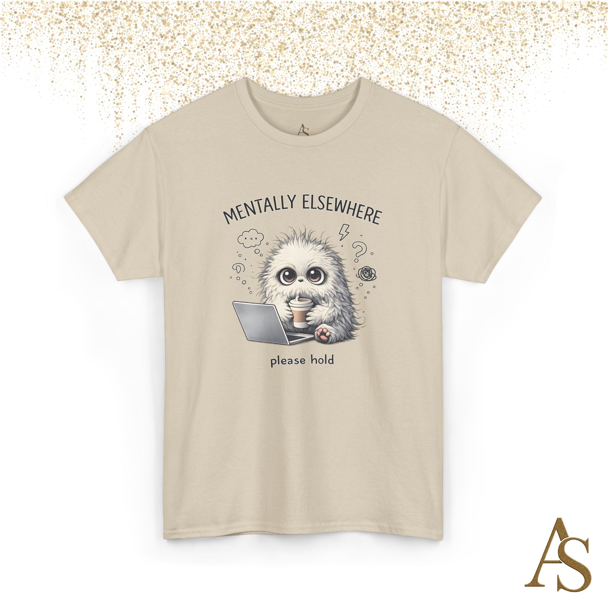 Mentally Elsewhere Sloth T-Shirt Funny Introvert Coffee Lover Graphic Tee