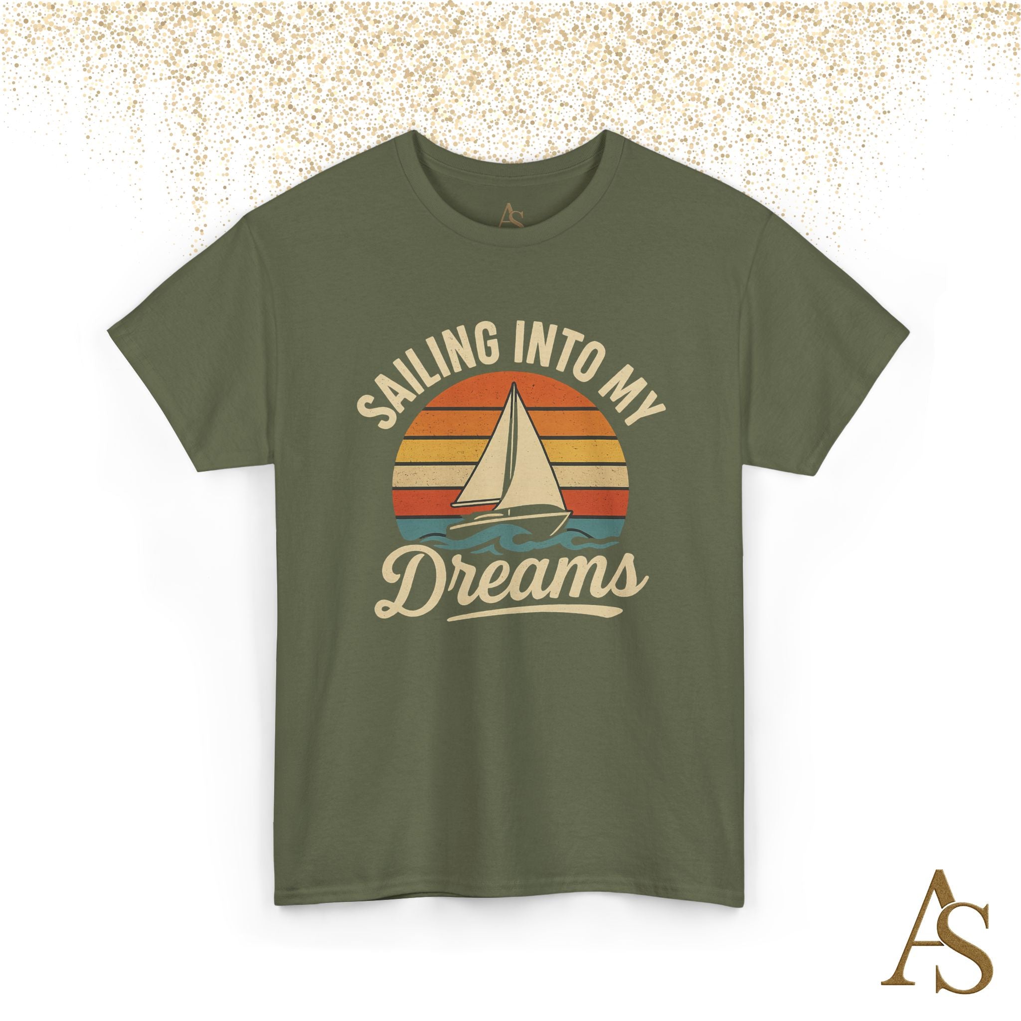 Vintage Sailboat Sunset T Shirt Sailing Into My Dreams Nautical Ocean Graphic Tee