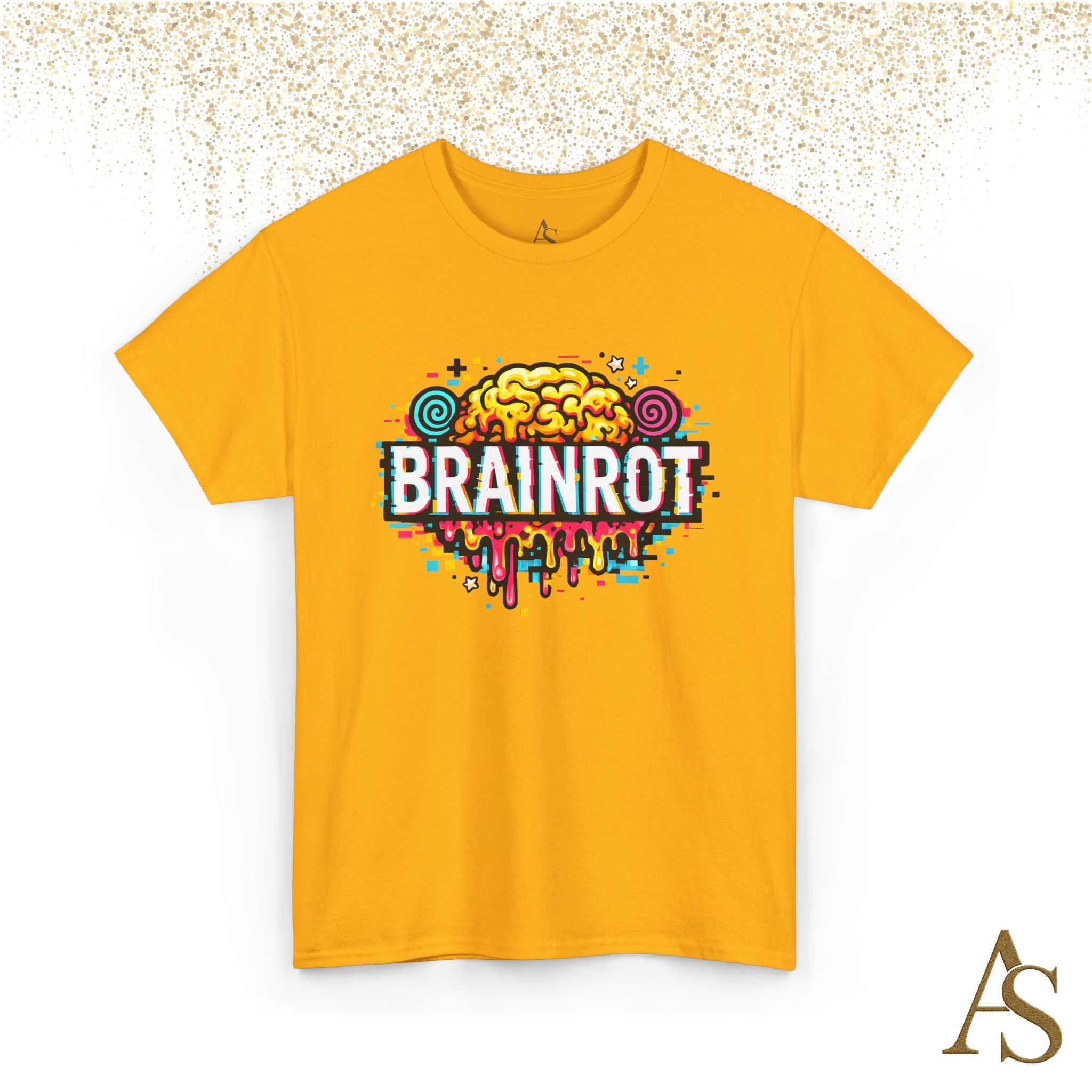 Brainrot Meme T Shirt Colorful Glitch Brain Graphic Tee Viral Internet Humor Streetwear Unisex