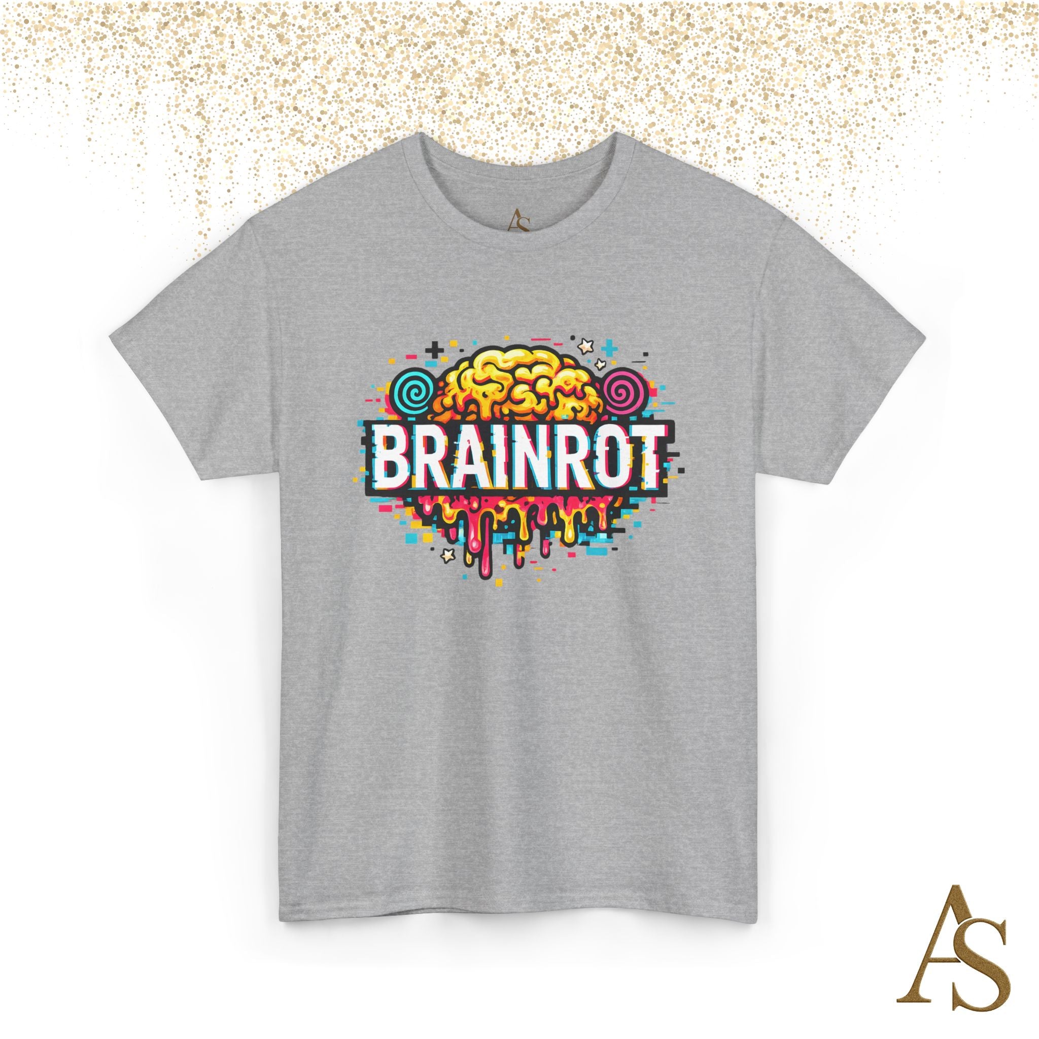 Brainrot Meme T Shirt Colorful Glitch Brain Graphic Tee Viral Internet Humor Streetwear Unisex