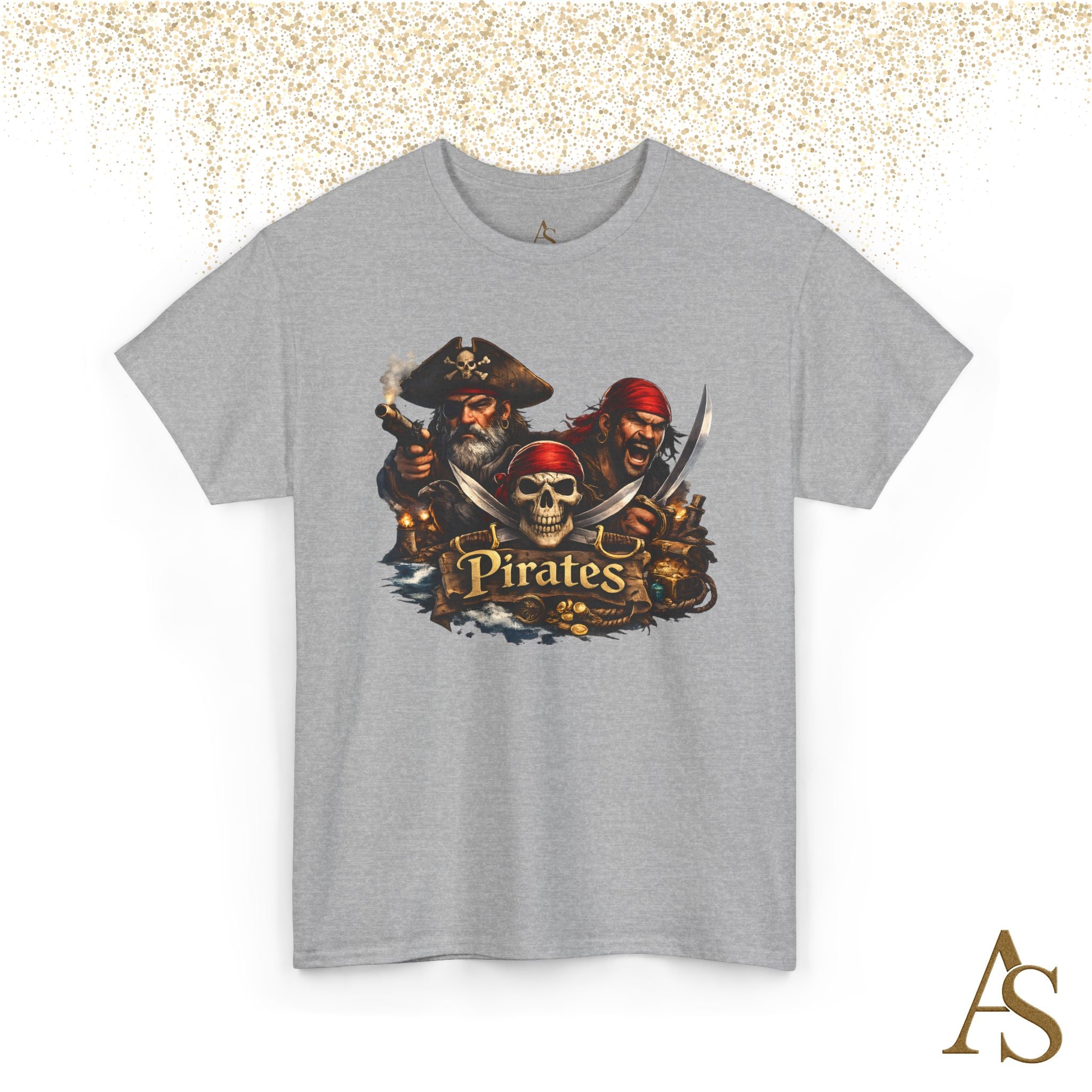 Pirate Skull T-Shirt Unisex Graphic Tee Vintage Pirate Crew Shirt Skull and Swords Nautical Shirt Gift for Pirate Lovers
