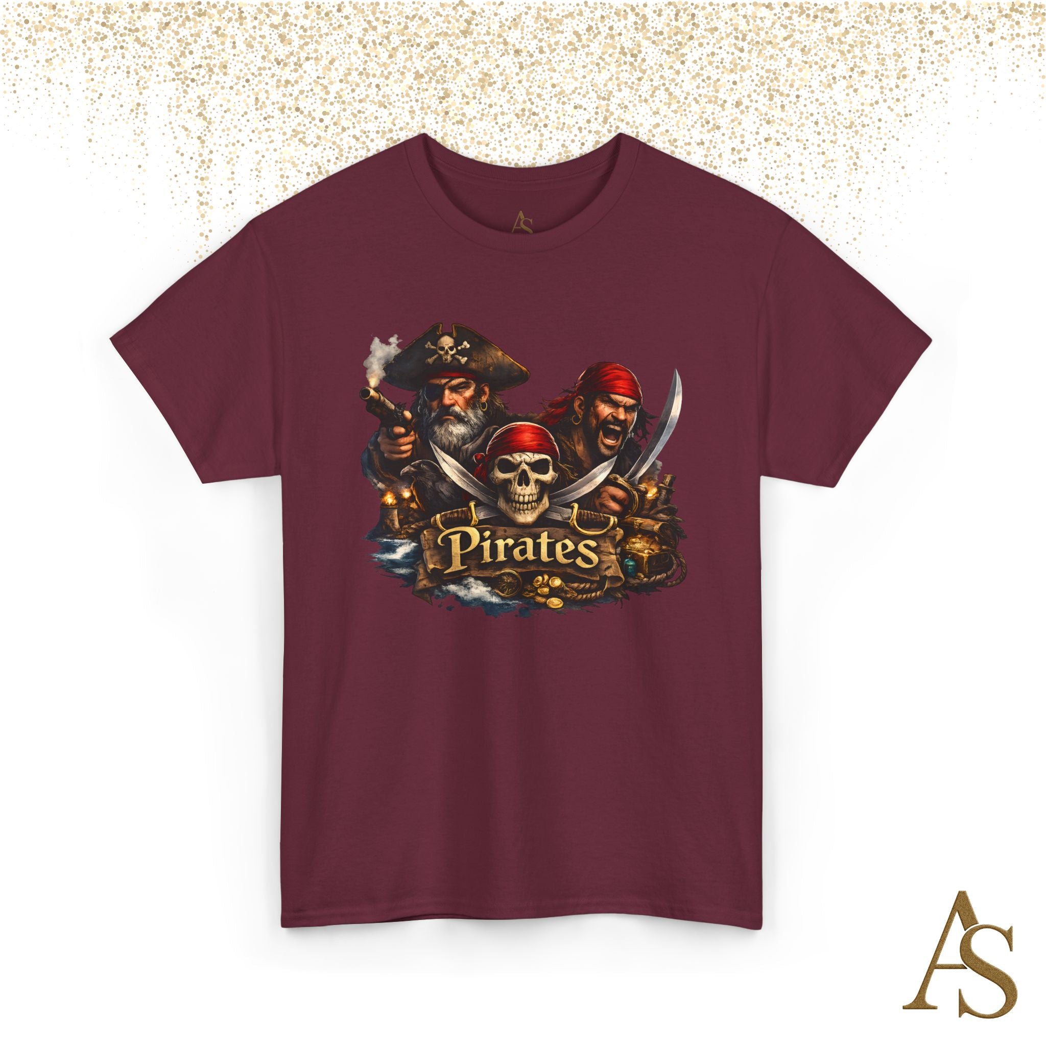 Pirate Skull T-Shirt Unisex Graphic Tee Vintage Pirate Crew Shirt Skull and Swords Nautical Shirt Gift for Pirate Lovers