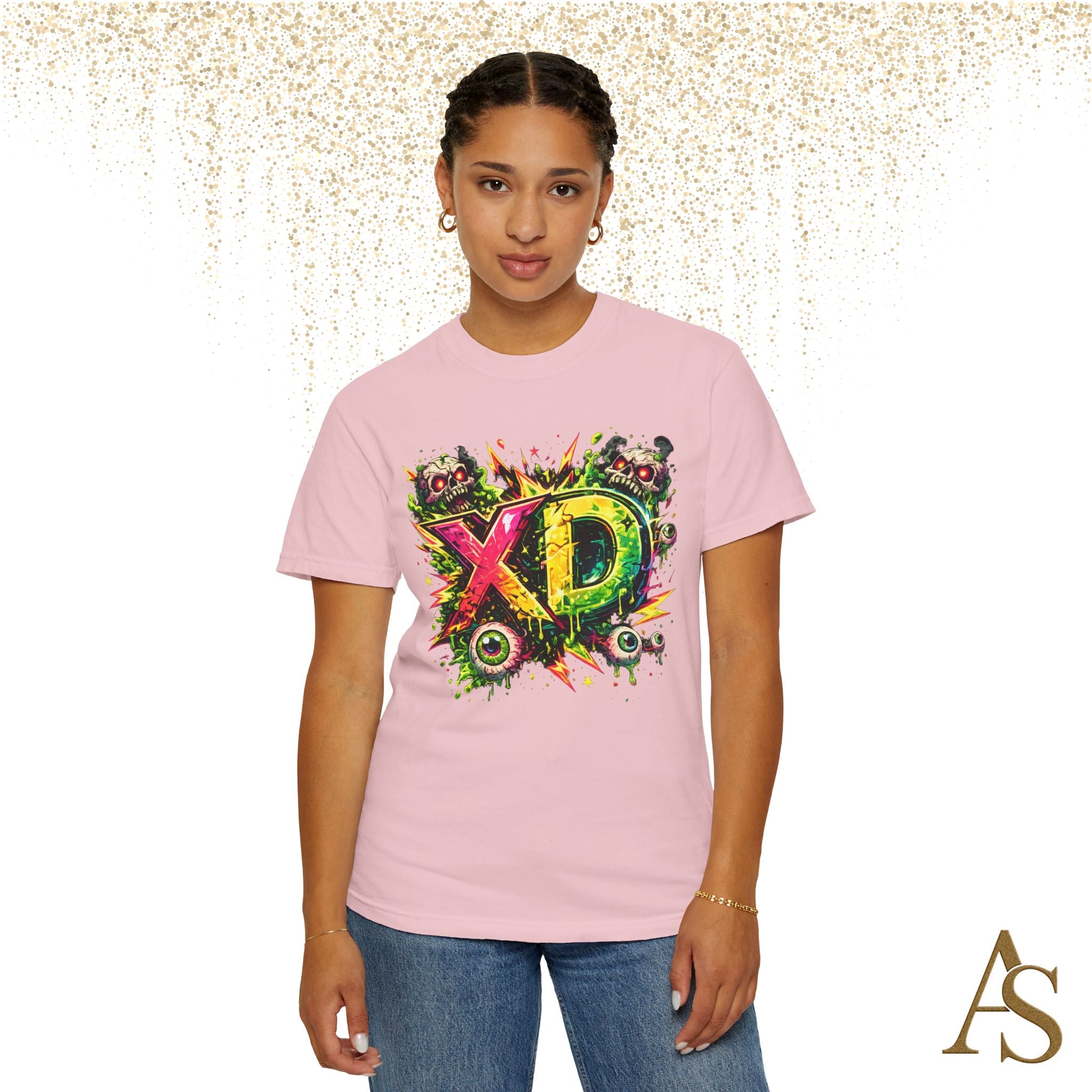 Neon XD Skull Graffiti T Shirt Gothic Streetwear Graphic Tee