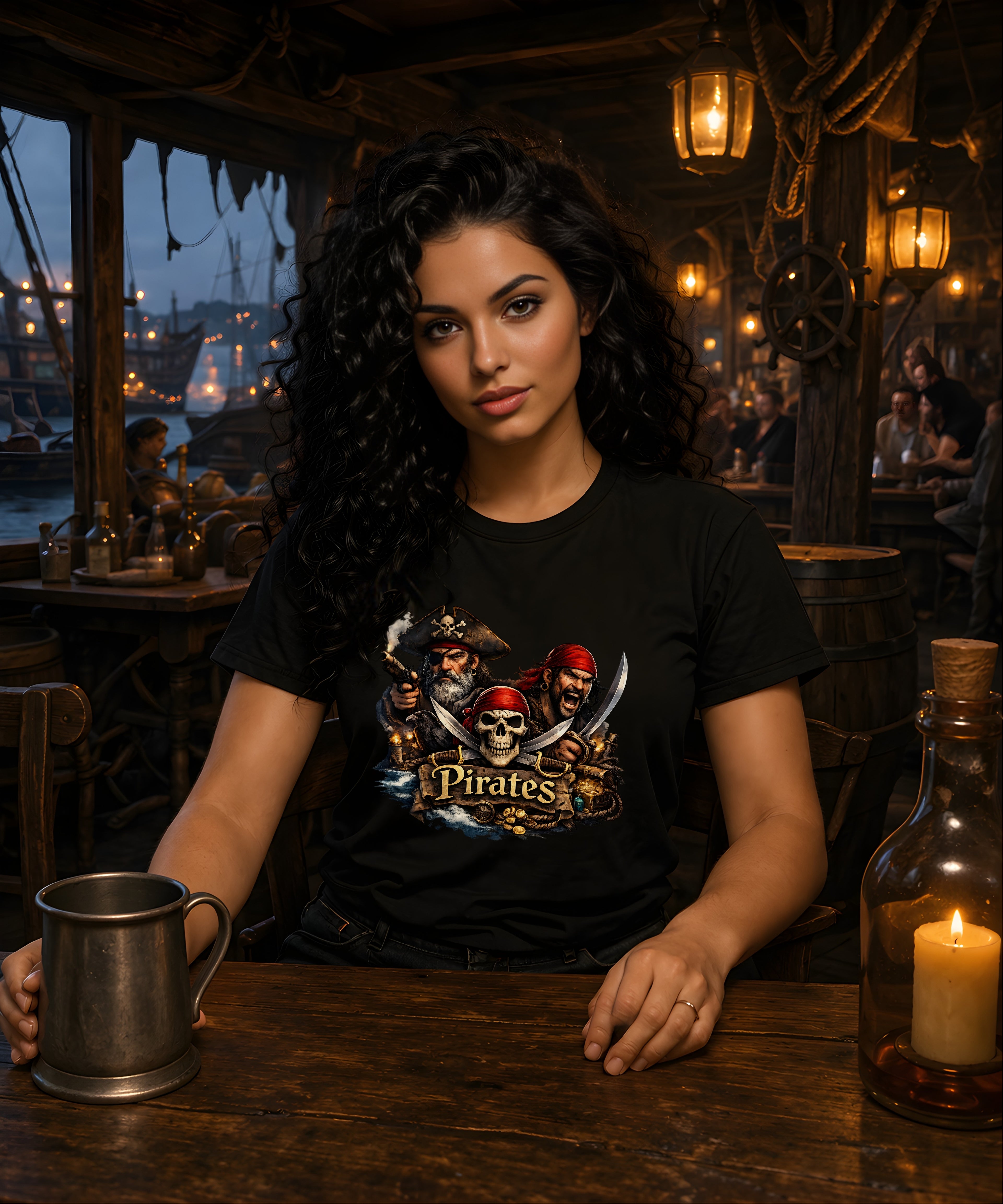 Pirate Skull T-Shirt Unisex Graphic Tee Vintage Pirate Crew Shirt Skull and Swords Nautical Shirt Gift for Pirate Lovers