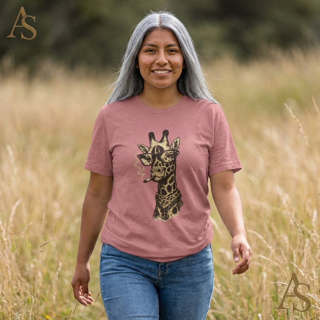 Funny Giraffe With Glasses T Shirt – Vintage Animal Graphic Tee – Funny Safari Shirt