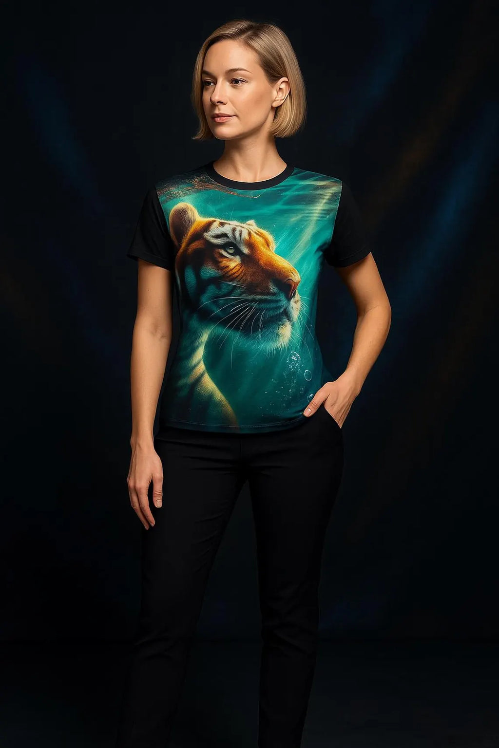 Underwater Tiger Graphic T Shirt Ocean Animal Art Exotic Wildlife Tee