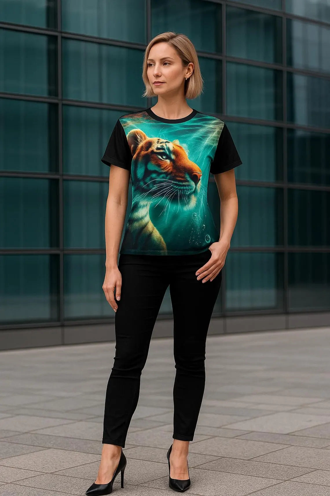 Underwater Tiger Graphic T Shirt Ocean Animal Art Exotic Wildlife Tee