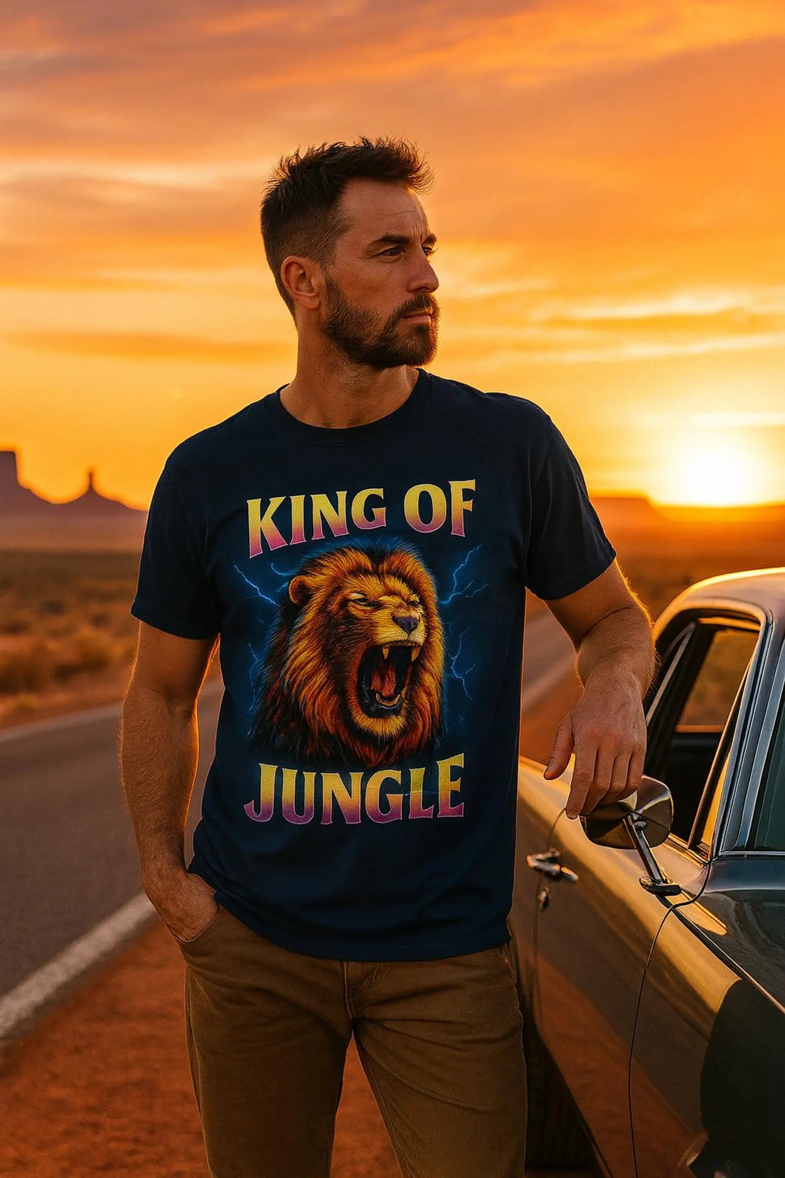 Retro 90s Lion T-Shirt King of Jungle Graphic Vintage Streetwear Tee