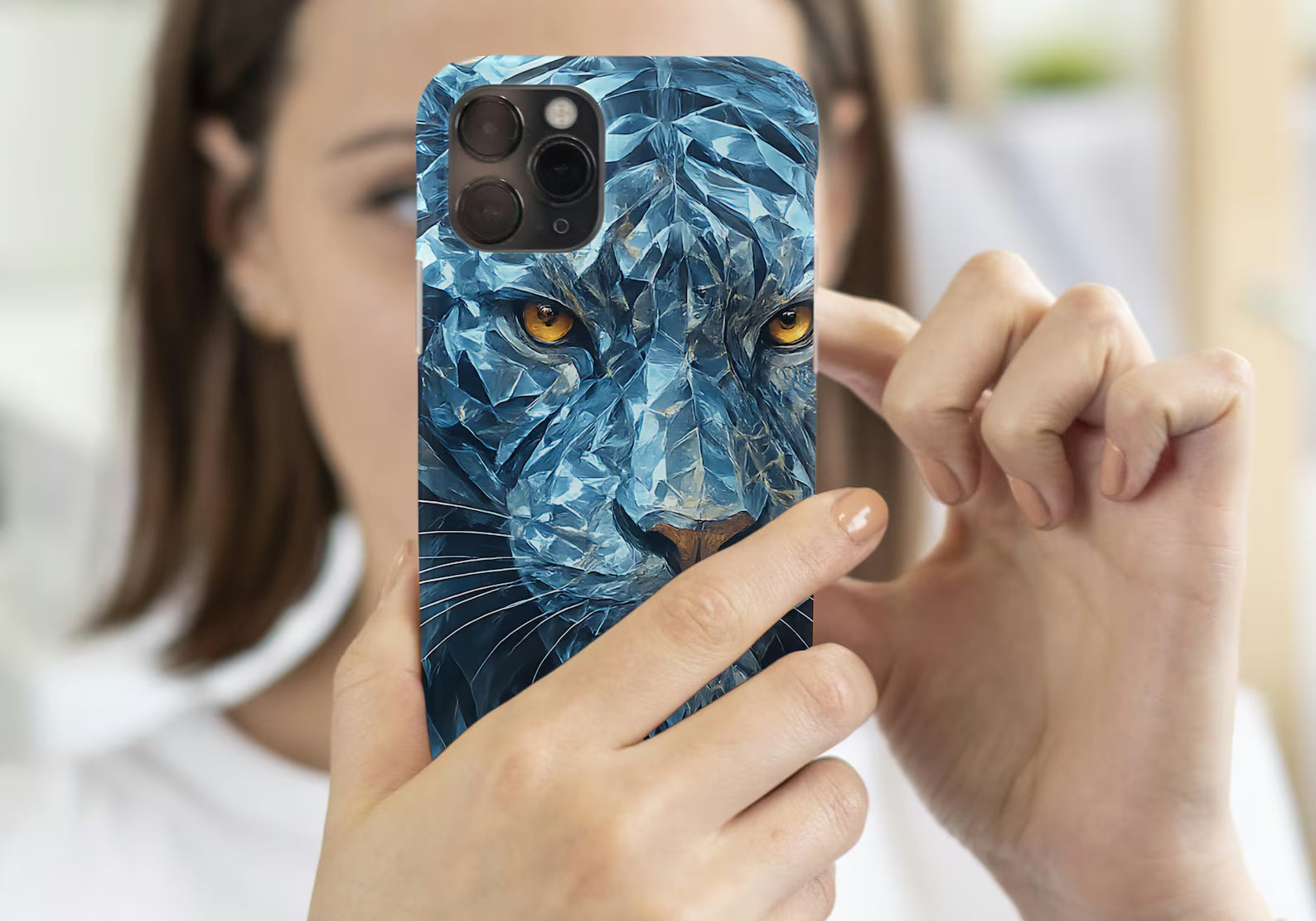 Blue Panther Phone Case Tough Wild Cat Design