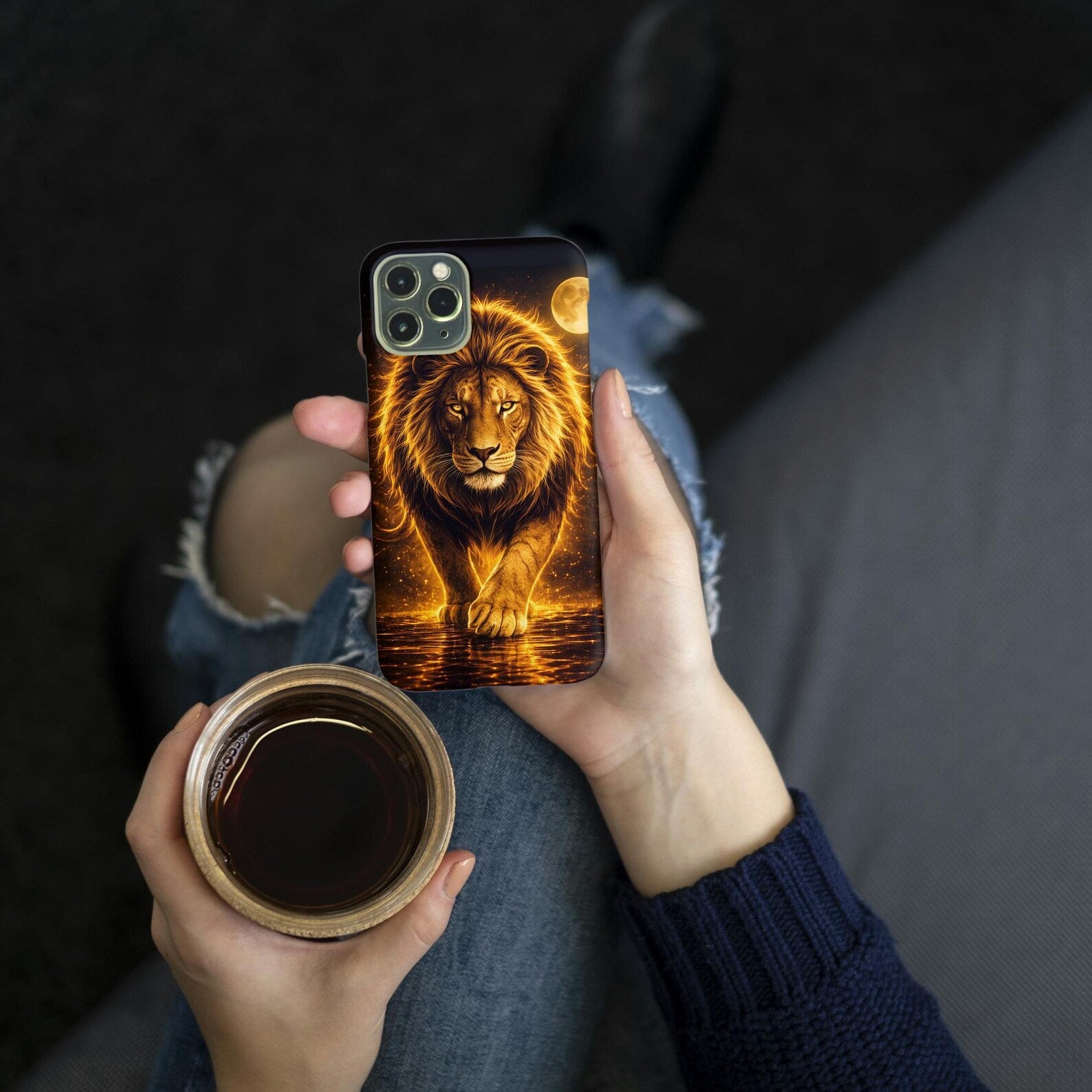 Golden Lion Phone Case Luxury Wild Cat Design